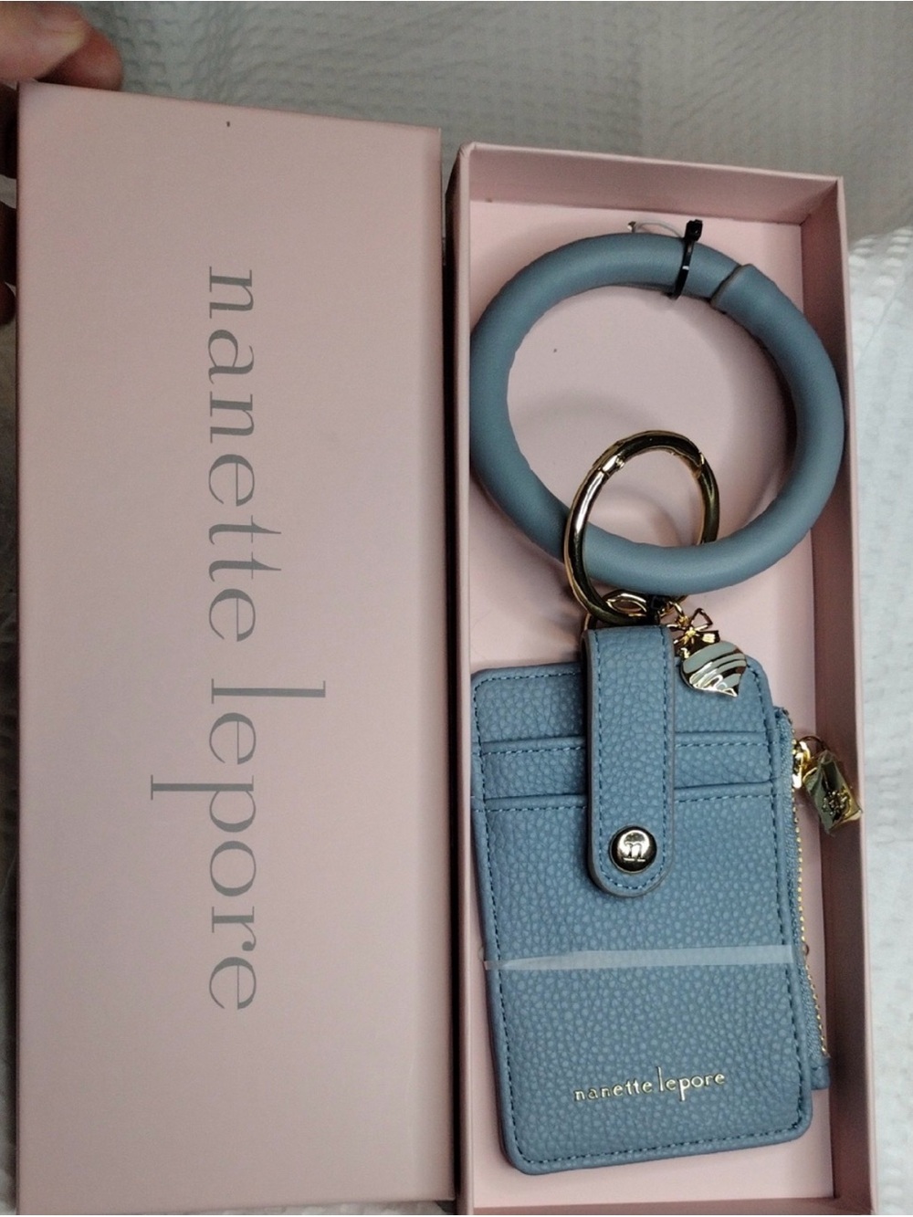 Nannette Lepore Cardholder Wristlet Keyring in Powder Blue, NWT